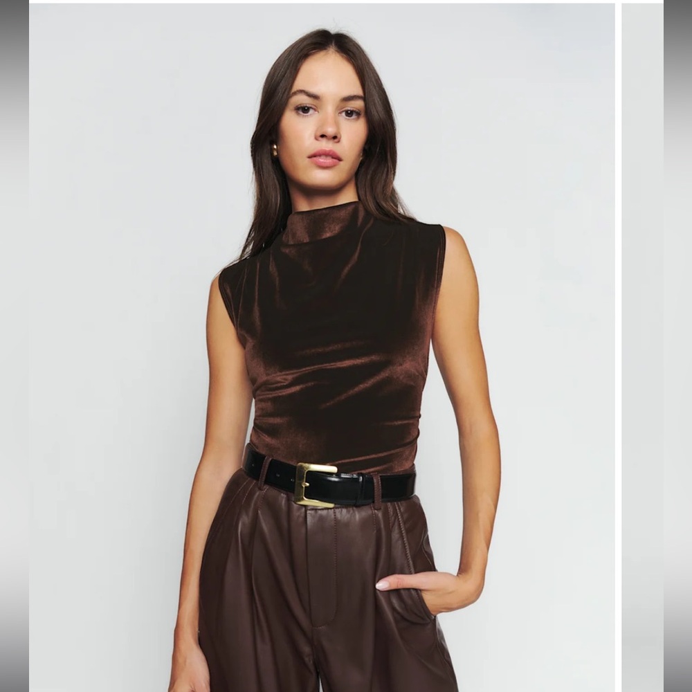 NWT Reformation Lindy Top Brown Velvet small